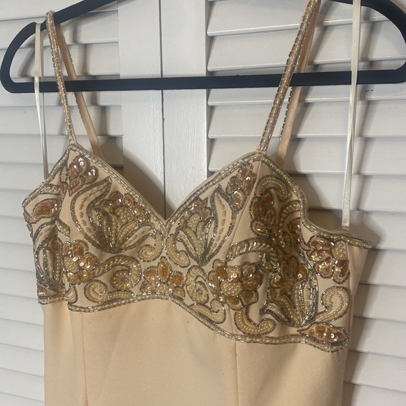 Alvee Designs | Light Peach Beaded Evening Gown | Size 10 - Picture 2 of 8